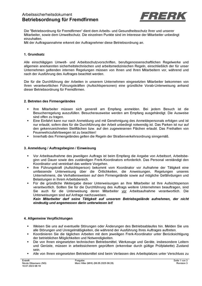 Arbeitssicherheitsdokument 'Betriebsordnung für Fremdfirmen'_Seite_1